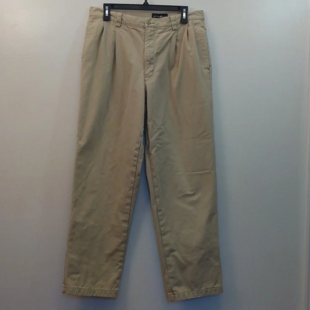 Eddie Bauer Tan/Khaki Cotton Flannel Lined Pants 34 - 30.5